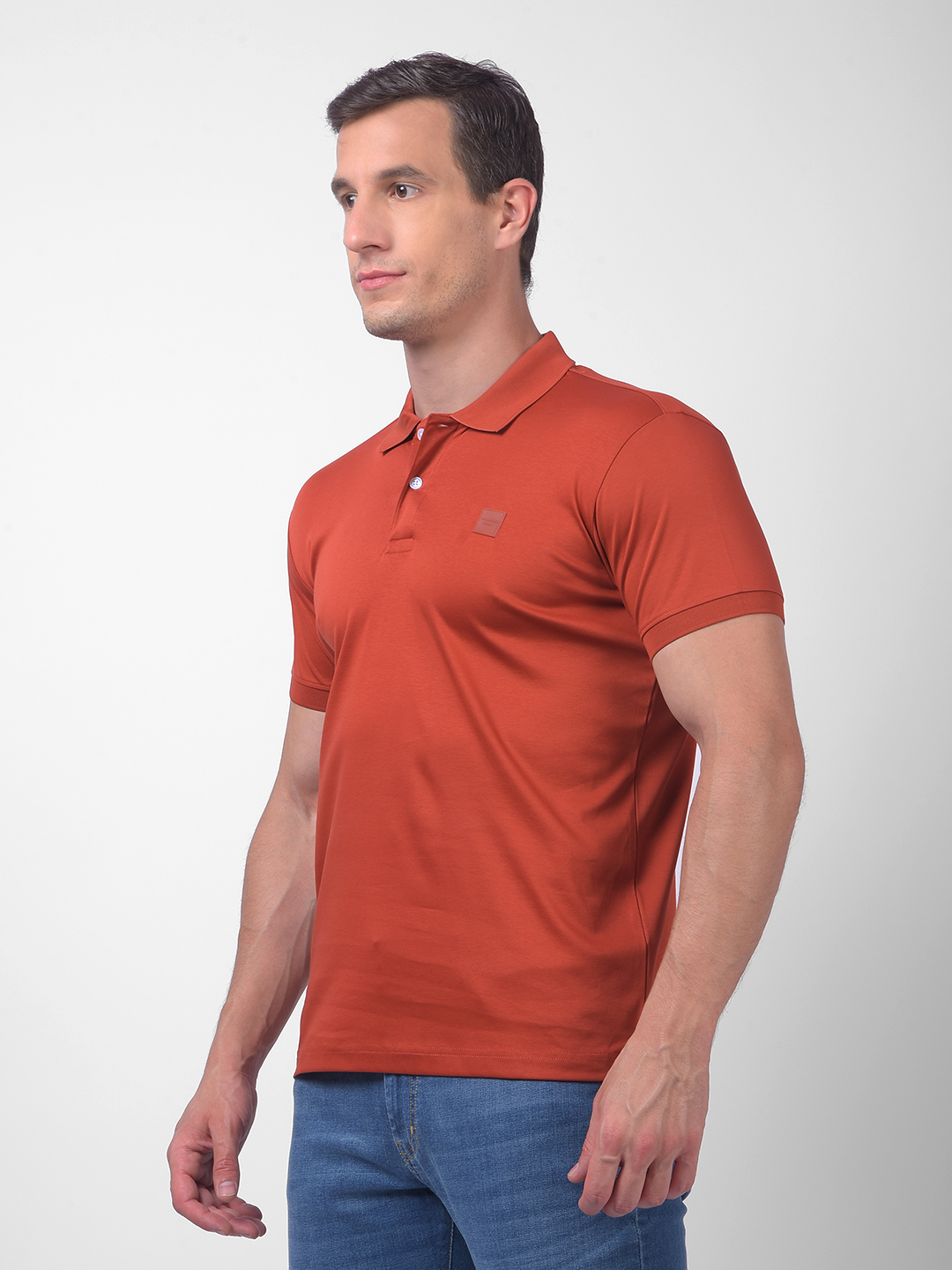 Numero Uno Men Burnt Orange Polo Neck T-Shirt